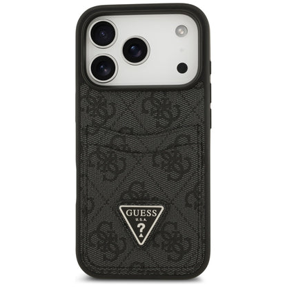 Case for Apple iPhone 17 Pro, Guess, 4G Double Card Triangle, Black