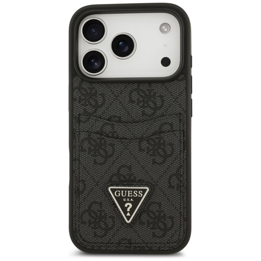 Калъф за Apple iPhone 17 Pro, Guess, 4G Double Card Triangle, Черен