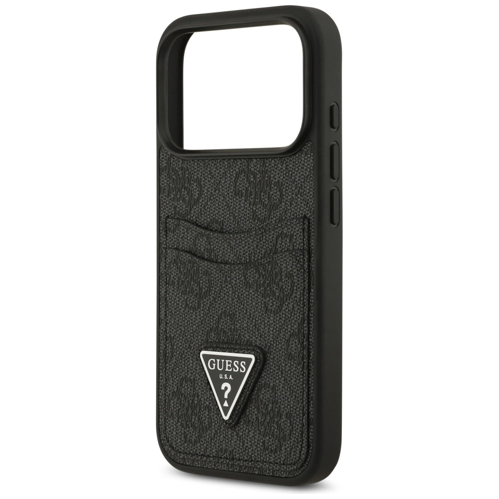 Case for Apple iPhone 17 Pro, Guess, 4G Double Card Triangle, Black
