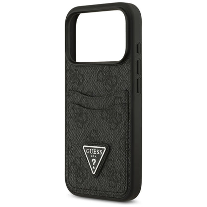 Case for Apple iPhone 17 Pro, Guess, 4G Double Card Triangle, Black