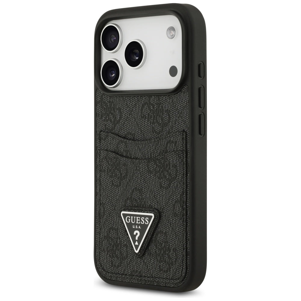 Case for Apple iPhone 17 Pro, Guess, 4G Double Card Triangle, Black