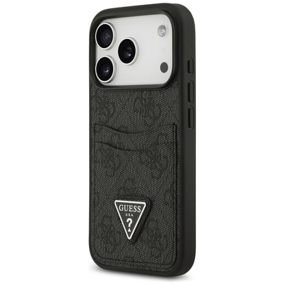 Case for Apple iPhone 17 Pro, Guess, 4G Double Card Triangle, Black