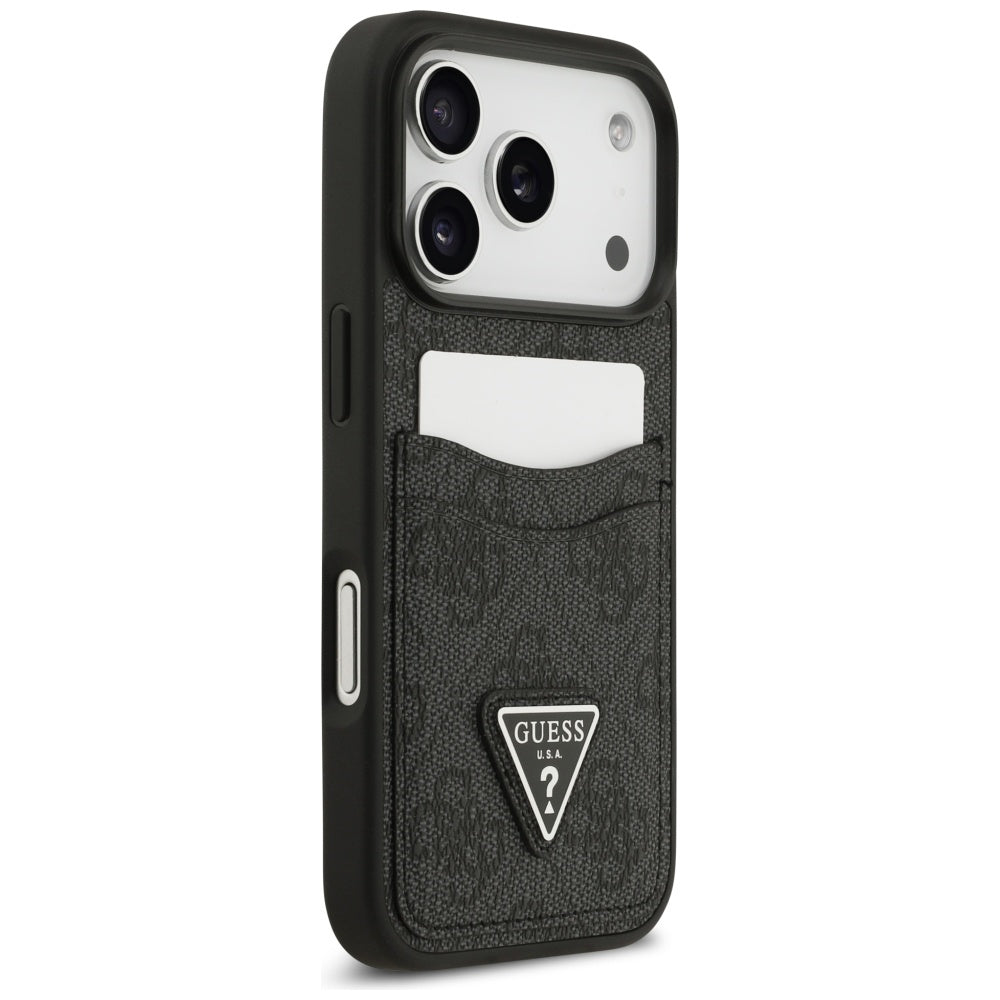 Case for Apple iPhone 17 Pro, Guess, 4G Double Card Triangle, Black