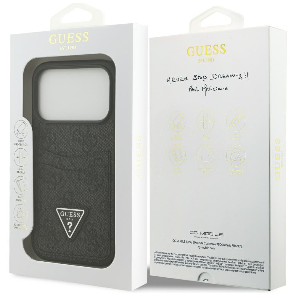 Case for Apple iPhone 17 Pro, Guess, 4G Double Card Triangle, Black