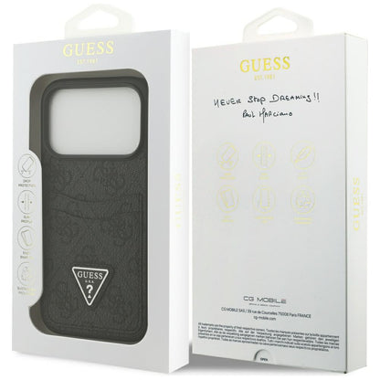 Case for Apple iPhone 17 Pro, Guess, 4G Double Card Triangle, Black