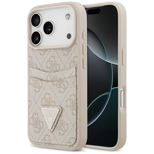 Калъф за Apple iPhone 17 Pro, Guess, 4G Double Card Triangle, Розов