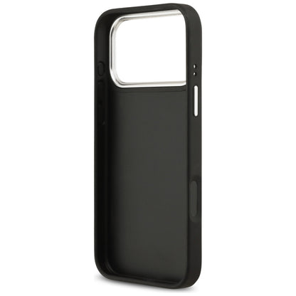 Калъф за Apple iPhone 17 Pro, Guess, 4G Grained Big and Classic Logo, Черен Сребрист