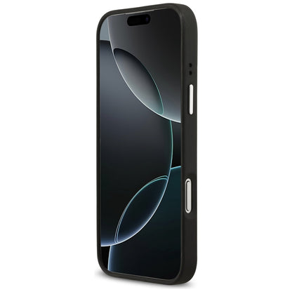 Калъф за Apple iPhone 17 Pro, Guess, 4G Grained Big and Classic Logo, Черен Сребрист