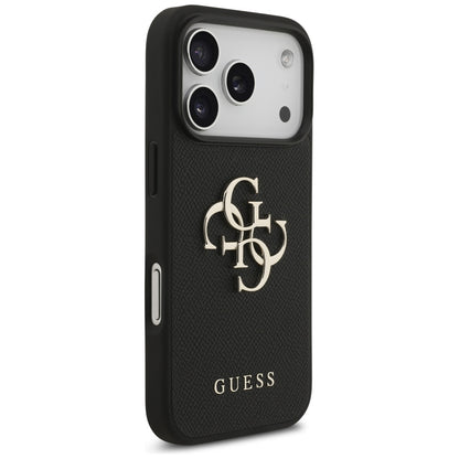 Калъф за Apple iPhone 17 Pro, Guess, 4G Grained Big and Classic Logo, Черен