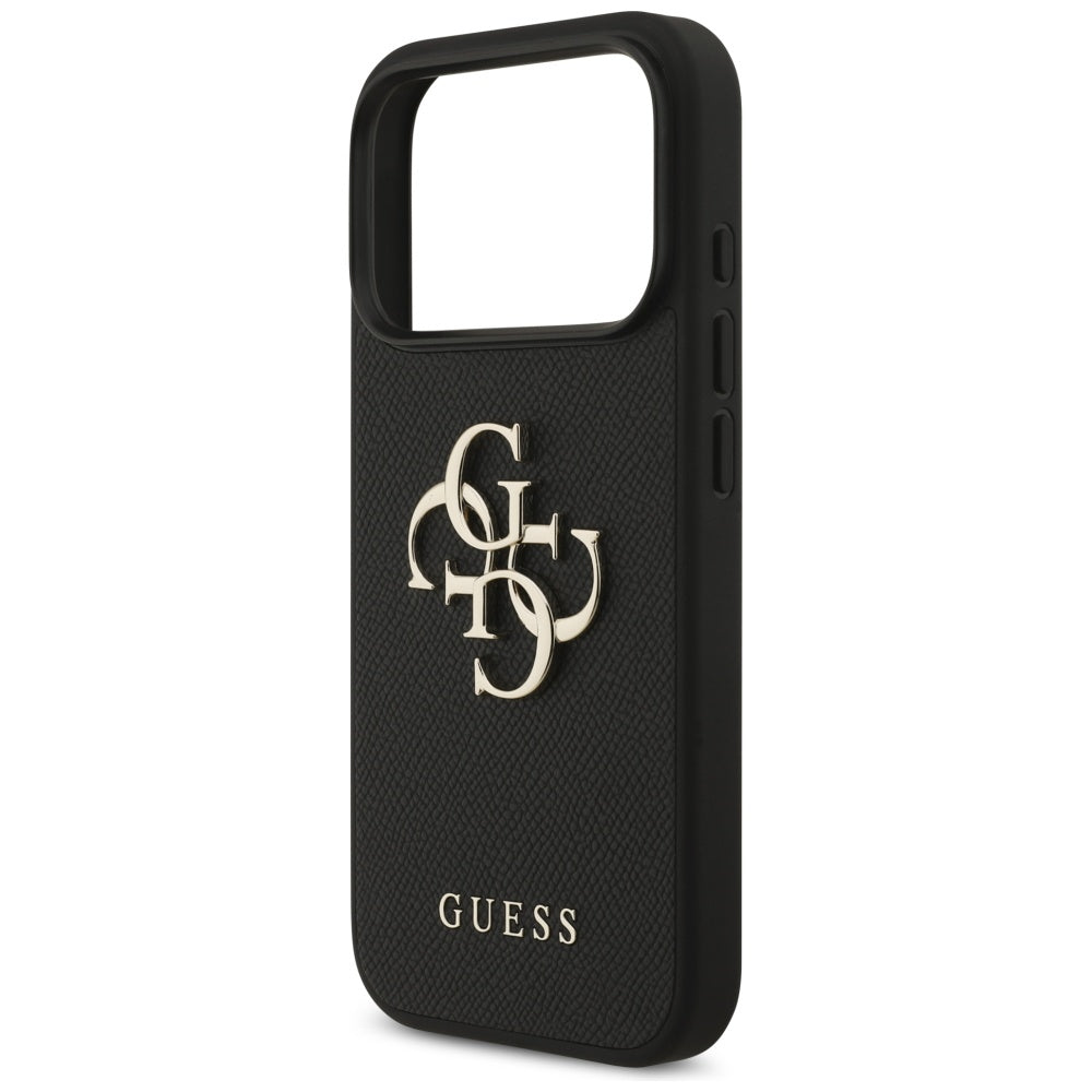 Калъф за Apple iPhone 17 Pro, Guess, 4G Grained Big and Classic Logo, Черен
