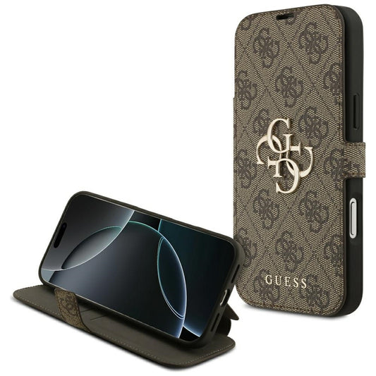 Калъф за Apple iPhone 17 Pro, Guess, 4G Metal Logo, Кафяв