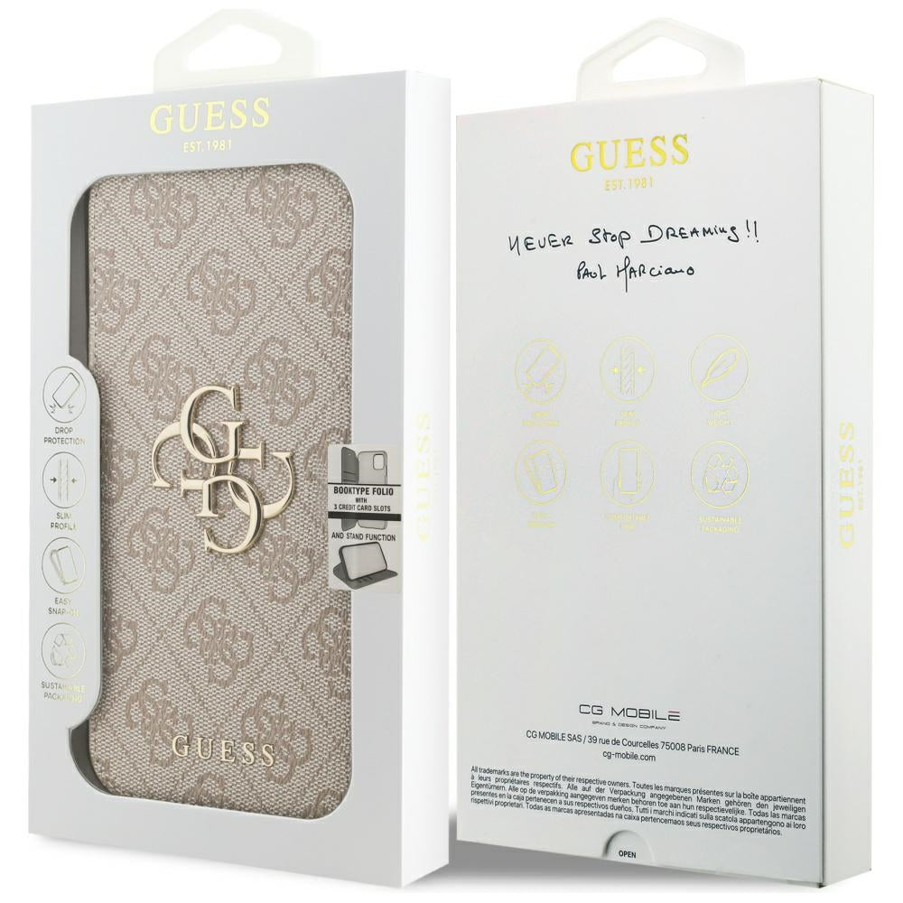 Калъф за Apple iPhone 17 Pro, Guess, 4G Metal Logo, Розов