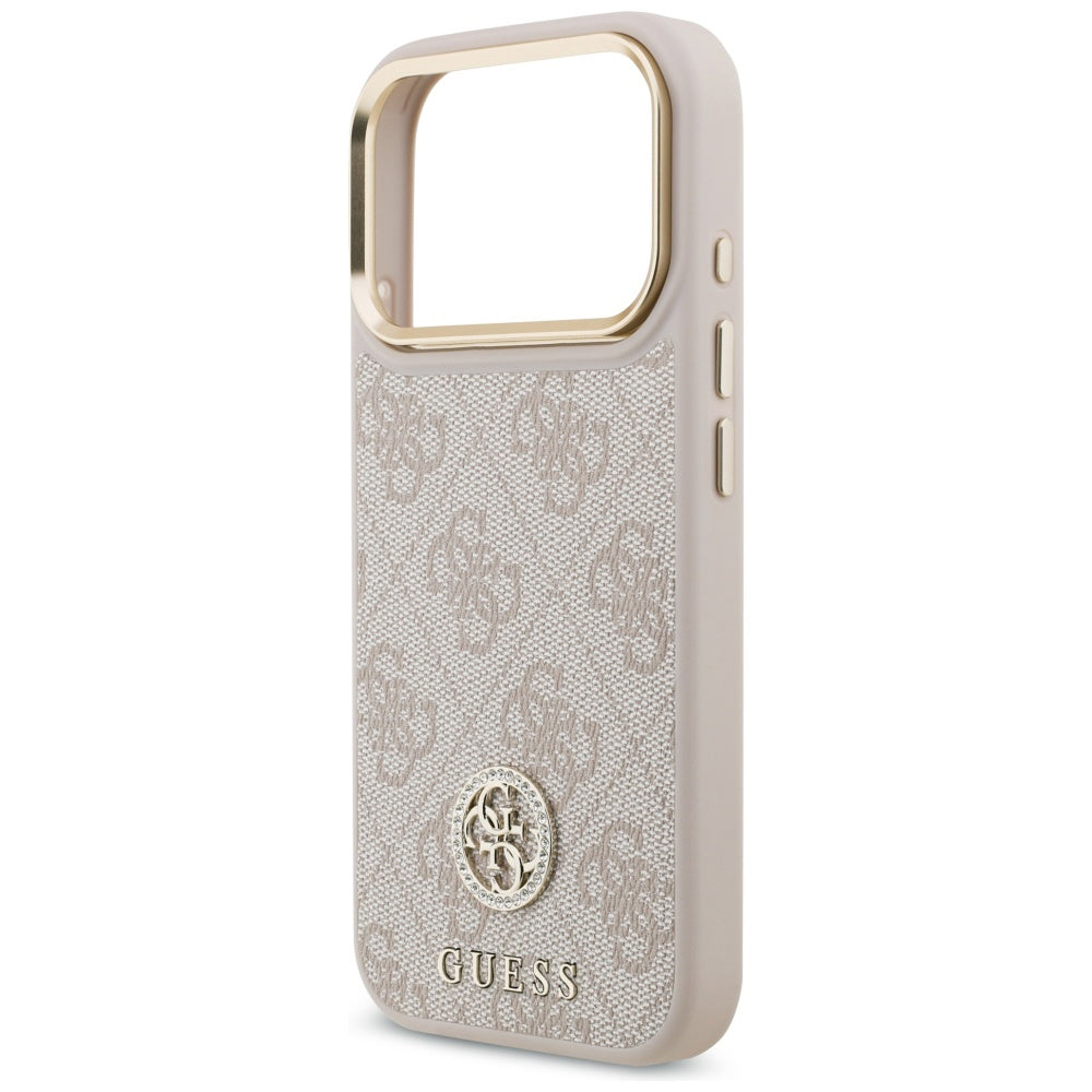 Калъф за Apple iPhone 17 Pro, Guess, 4G Strass Logo and Big Strap, Розов