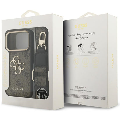 Калъф за Apple iPhone 17 Pro, Guess, Big 4G Classic Logo with Big Strap, Кафяв