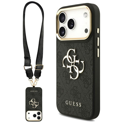 Калъф за Apple iPhone 17 Pro, Guess, Big 4G Classic Logo with Big Strap, Черен