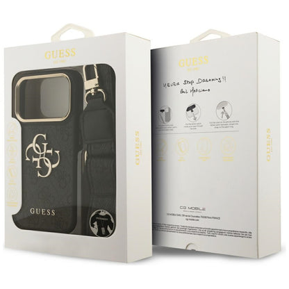 Калъф за Apple iPhone 17 Pro, Guess, Big 4G Classic Logo with Big Strap, Черен