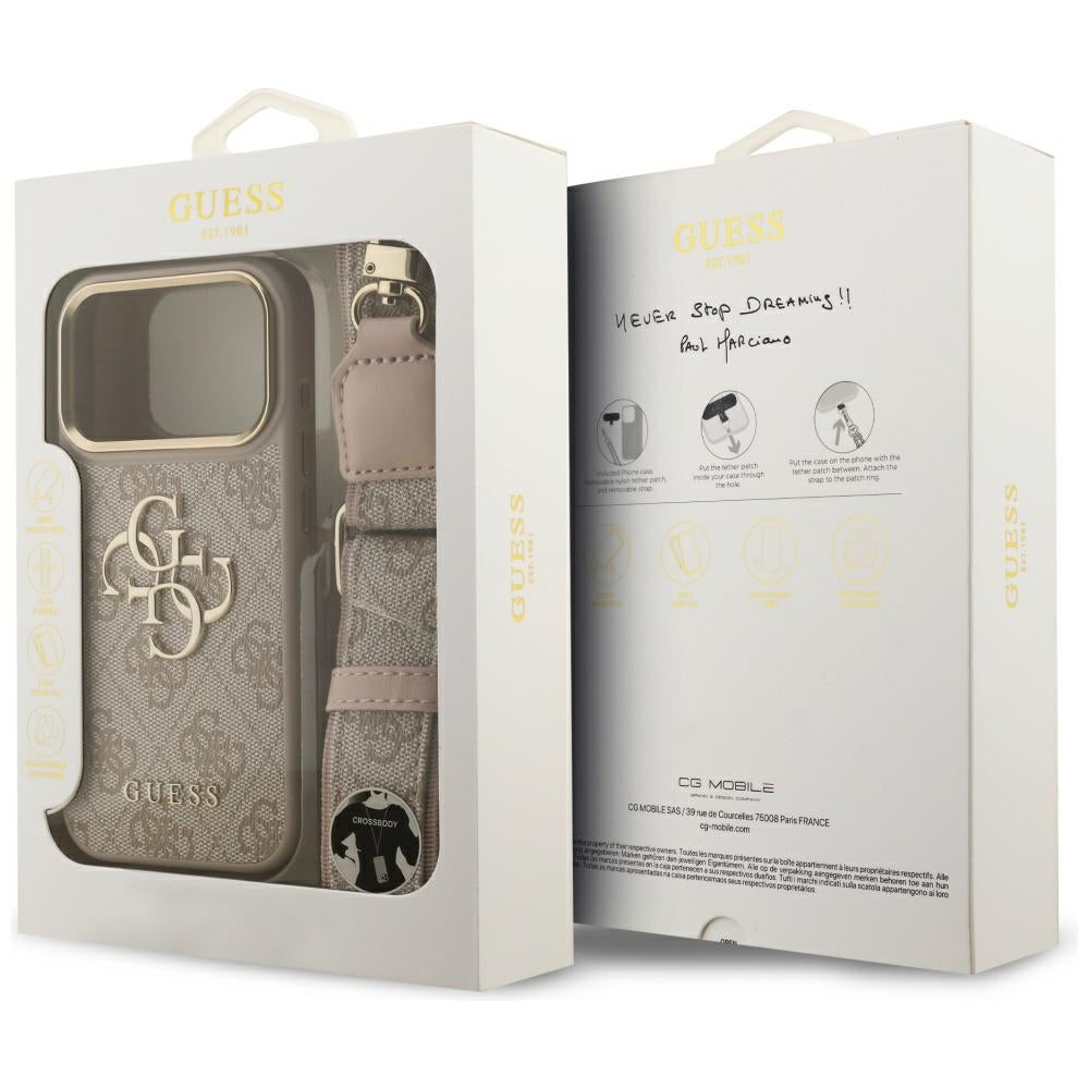 Калъф за Apple iPhone 17 Pro, Guess, Big 4G Classic Logo with Big Strap, Розов