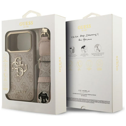 Калъф за Apple iPhone 17 Pro, Guess, Big 4G Classic Logo with Big Strap, Розов