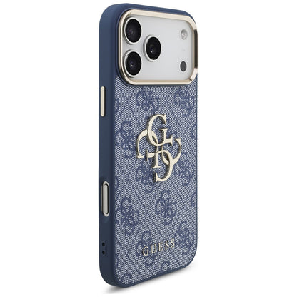 Калъф за Apple iPhone 17 Pro, Guess, Big 4G Logo Classic, Златисто-син