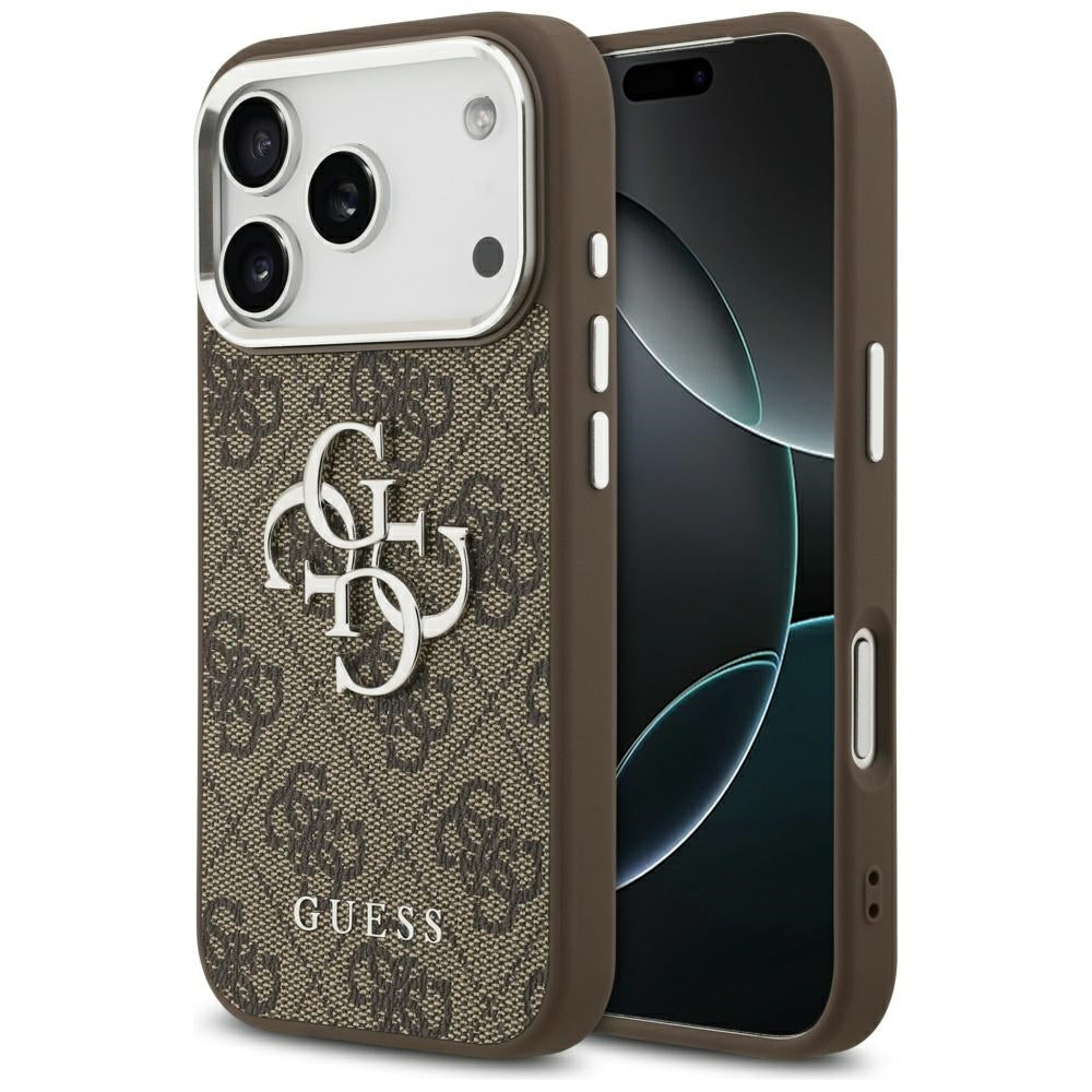 Калъф за Apple iPhone 17 Pro, Guess, Big 4G Logo Classic, Кафяво Сребрист