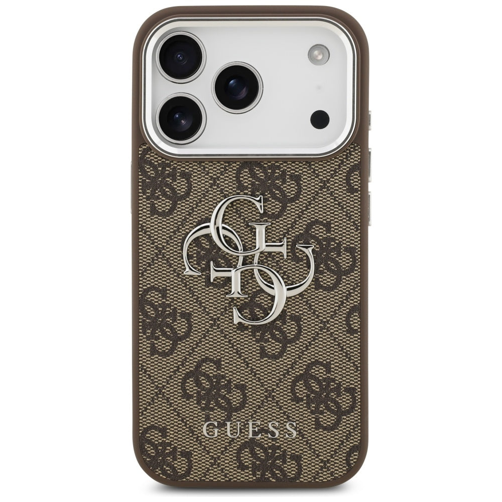 Калъф за Apple iPhone 17 Pro, Guess, Big 4G Logo Classic, Кафяво Сребрист