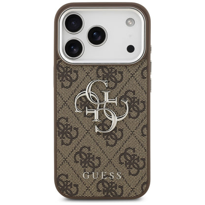 Калъф за Apple iPhone 17 Pro, Guess, Big 4G Logo Classic, Кафяво Сребрист
