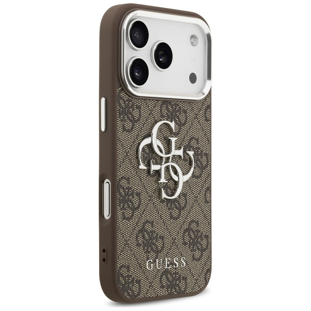 Калъф за Apple iPhone 17 Pro, Guess, Big 4G Logo Classic, Кафяво Сребрист
