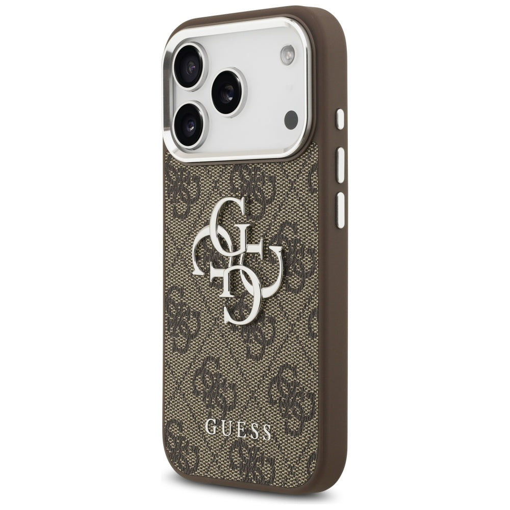 Калъф за Apple iPhone 17 Pro, Guess, Big 4G Logo Classic, Кафяво Сребрист