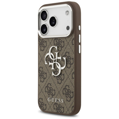 Калъф за Apple iPhone 17 Pro, Guess, Big 4G Logo Classic, Кафяво Сребрист