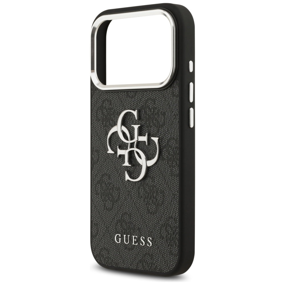 Калъф за Apple iPhone 17 Pro, Guess, Big 4G Logo Classic, Черен Сребрист
