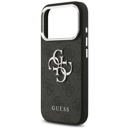Калъф за Apple iPhone 17 Pro, Guess, Big 4G Logo Classic, Черен Сребрист