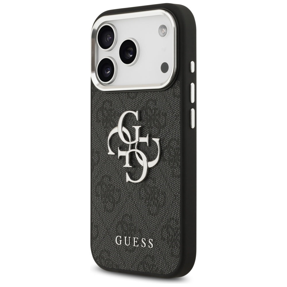 Калъф за Apple iPhone 17 Pro, Guess, Big 4G Logo Classic, Черен Сребрист