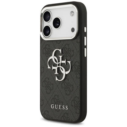 Калъф за Apple iPhone 17 Pro, Guess, Big 4G Logo Classic, Черен Сребрист