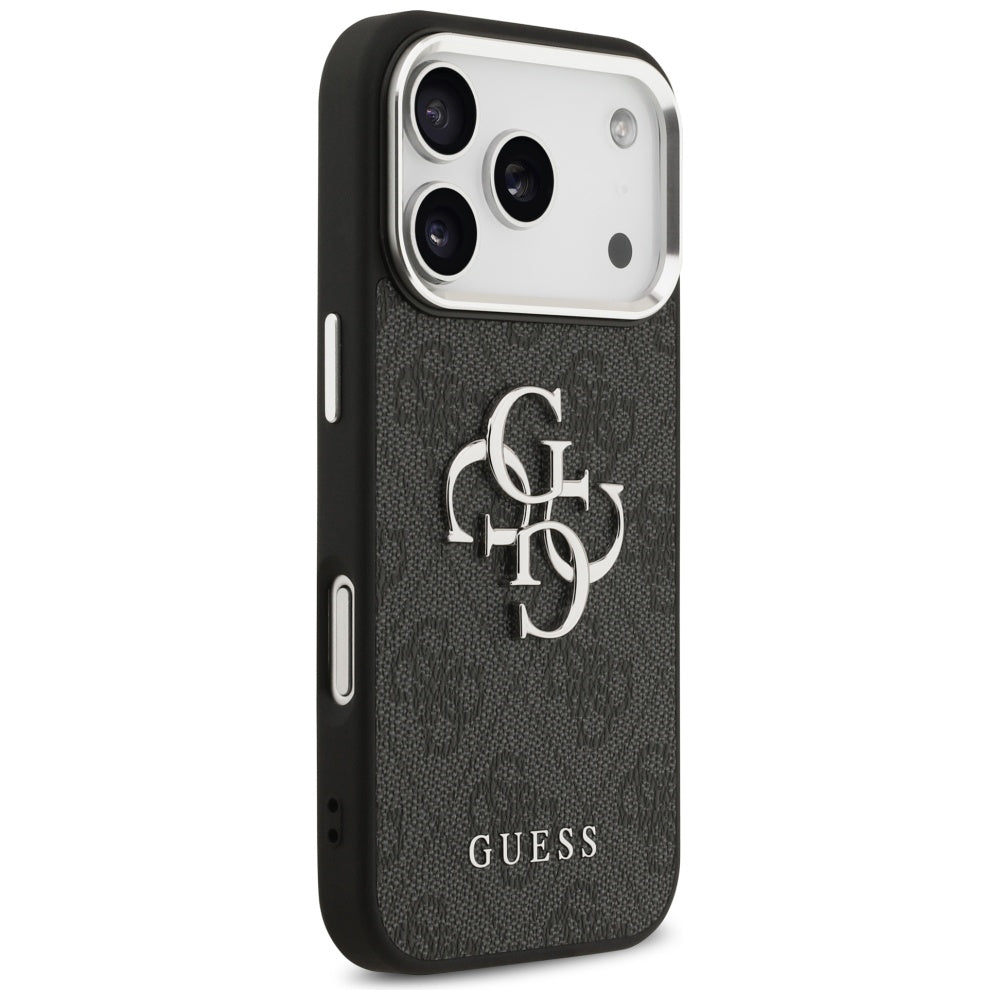 Калъф за Apple iPhone 17 Pro, Guess, Big 4G Logo Classic, Черен Сребрист