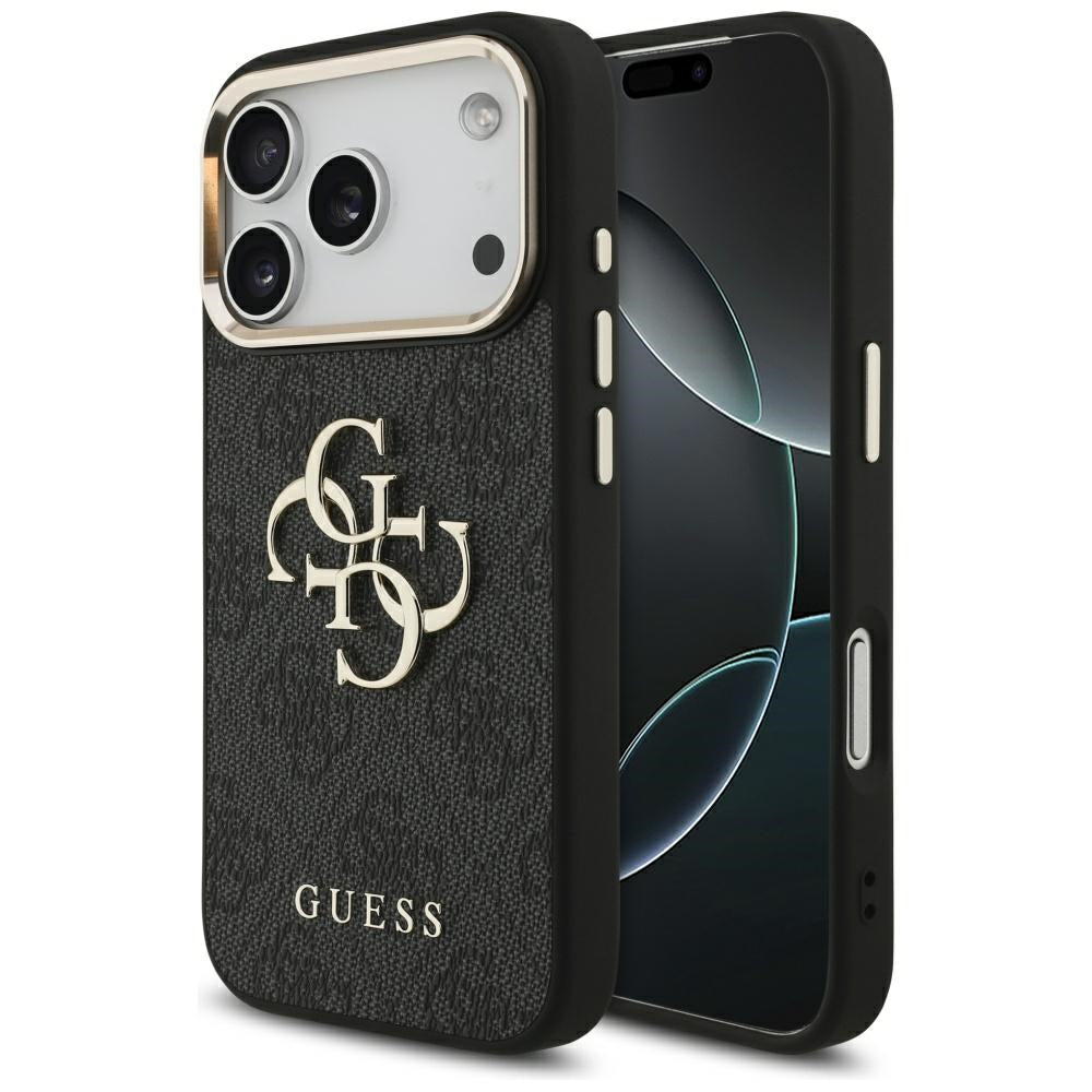 Калъф за Apple iPhone 17 Pro, Guess, Big 4G Logo Classic, Черно Златист