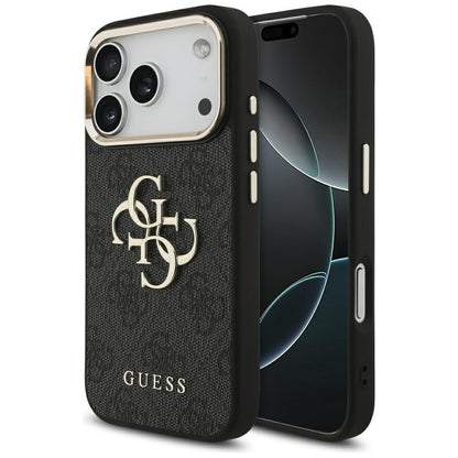 Калъф за Apple iPhone 17 Pro, Guess, Big 4G Logo Classic, Черно Златист