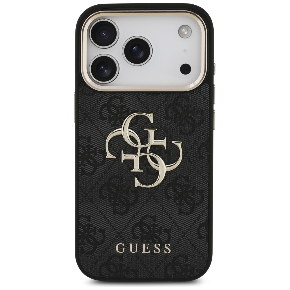 Калъф за Apple iPhone 17 Pro, Guess, Big 4G Logo Classic, Черно Златист