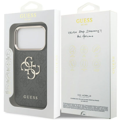 Калъф за Apple iPhone 17 Pro, Guess, Big 4G Logo Classic, Черно Златист