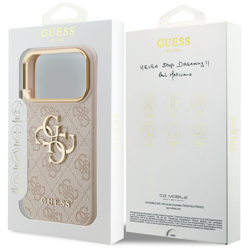 Калъф за Apple iPhone 17 Pro, Guess, Big 4G Logo Classic, Розово Злато