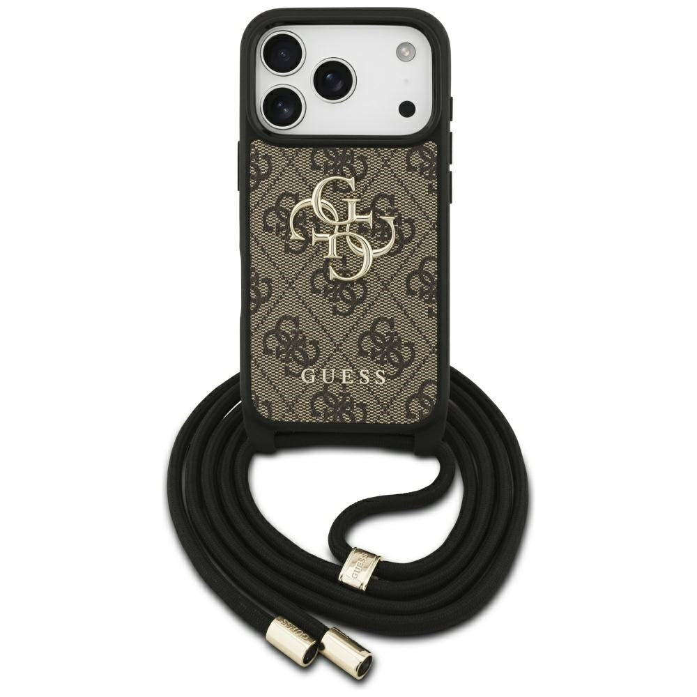 Case for Apple iPhone 17 Pro, Guess, Crossbody Cord 4G Big Log, Brown
