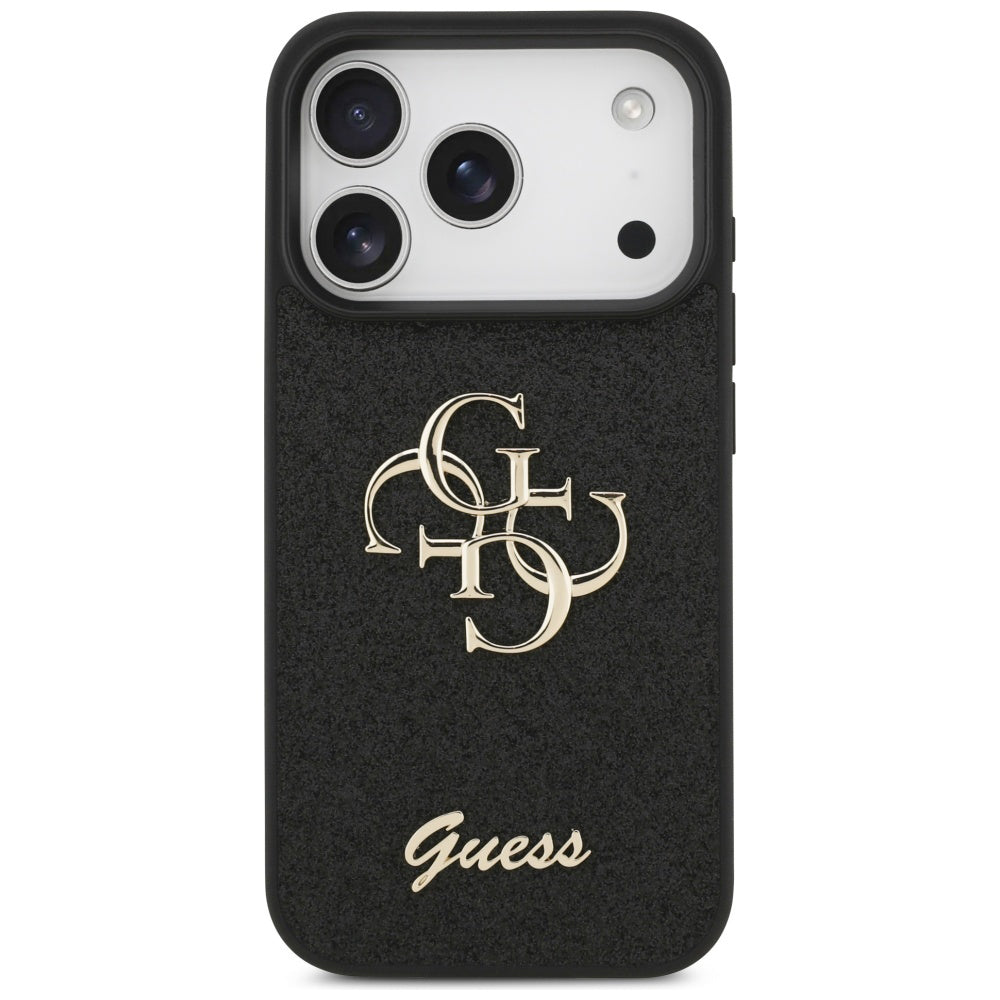 Калъф за Apple iPhone 17 Pro, Guess, Fixed Glitter Big 4G, Черен