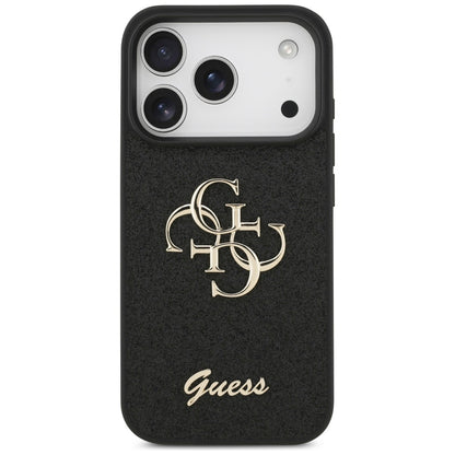 Калъф за Apple iPhone 17 Pro, Guess, Fixed Glitter Big 4G, Черен