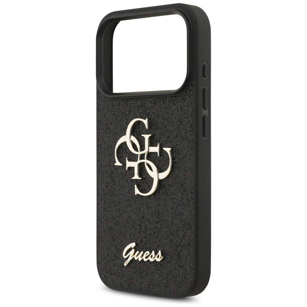 Калъф за Apple iPhone 17 Pro, Guess, Fixed Glitter Big 4G, Черен