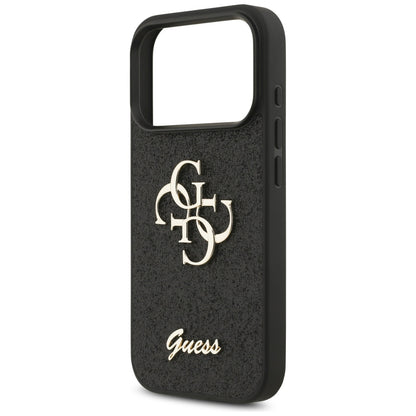 Калъф за Apple iPhone 17 Pro, Guess, Fixed Glitter Big 4G, Черен