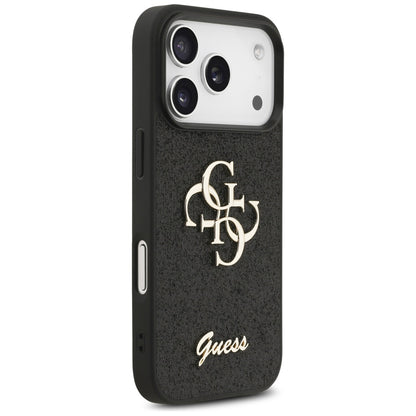 Калъф за Apple iPhone 17 Pro, Guess, Fixed Glitter Big 4G, Черен