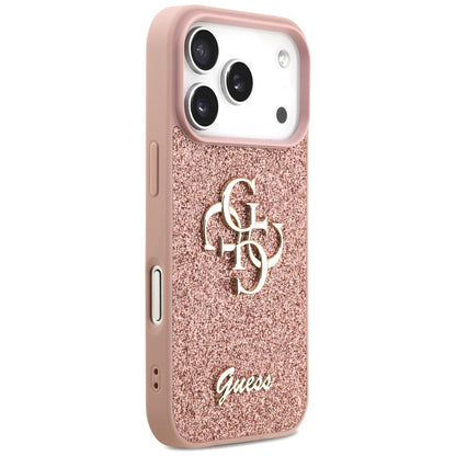 Case for Apple iPhone 17 Pro, Guess, Fixed Glitter Big 4G, Pink