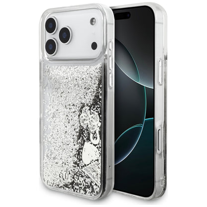 Калъф за Apple iPhone 17 Pro, Guess, Liquid Glitter Charms, Сребрист