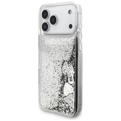 Калъф за Apple iPhone 17 Pro, Guess, Liquid Glitter Charms, Сребрист