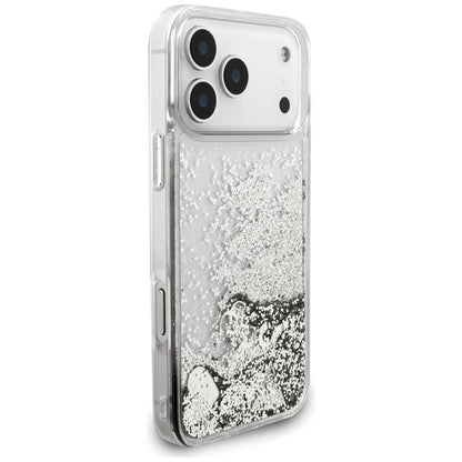 Калъф за Apple iPhone 17 Pro, Guess, Liquid Glitter Charms, Сребрист