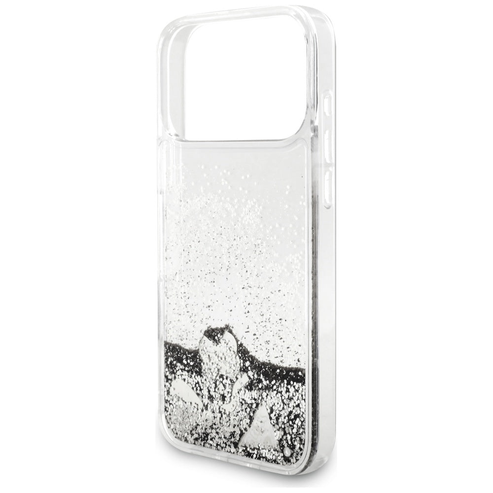 Калъф за Apple iPhone 17 Pro, Guess, Liquid Glitter Charms, Сребрист